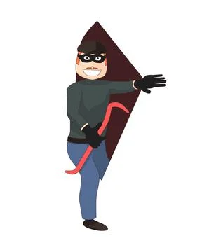 Thief comes out of the white background. Stock Illustration
