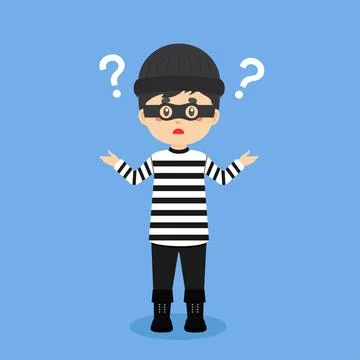 Thief Confused with Question Mark Stock Illustration