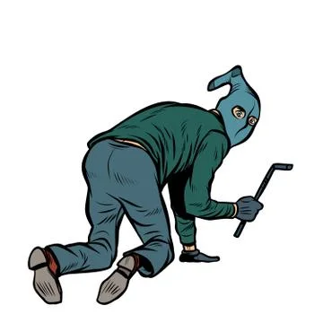 A thief with a crowbar Stock Illustration