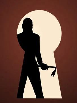 Thief at the door Stock Illustration