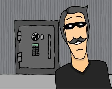 Thief in front of a safe Stock Illustration