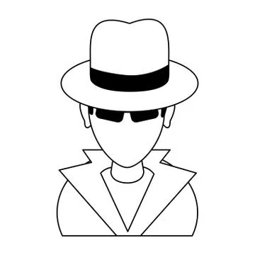 Thief hacker avatar symbol in black and white Stock Illustration