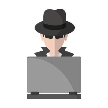 Thief hacker with laptop avatar Stock-Illustration