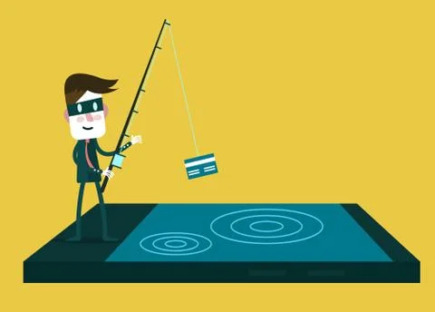 Thief Hacker steal your data credit card and money from smartphone. 무료 스톡 일러스트