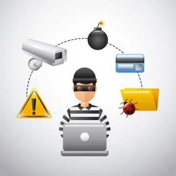 Thief hacking data technology fraud 스톡 일러스트