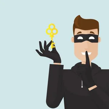 The thief has a key to a locked information or house. Stock Illustration