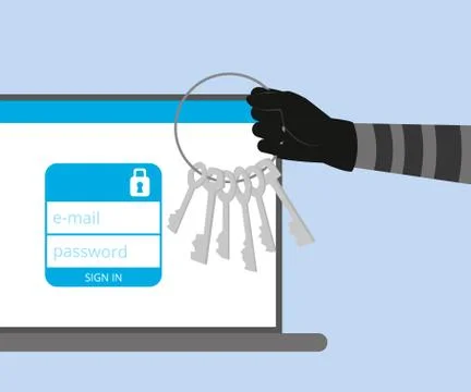 Thief has a key for your account in social networking Stock Illustration