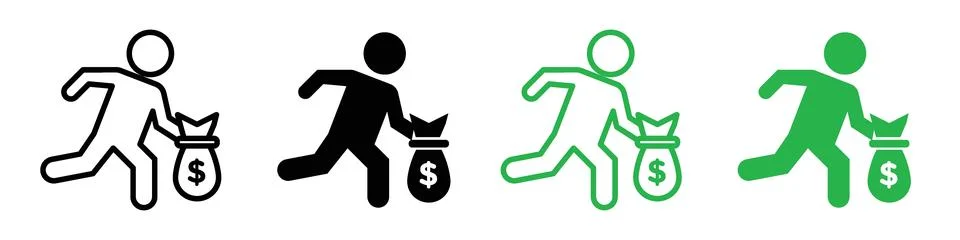 Thief icon logo set vector Stock Illustration