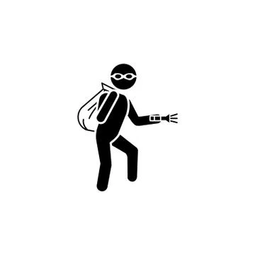 Thief icon vector black on white background Stock Illustration