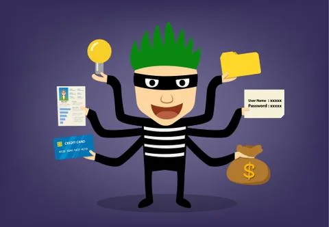 Thief infographic. Hackker can hack every thing Stock Illustration