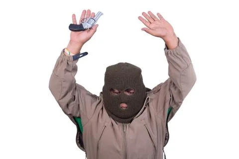 Thief isolated on white Stock Photos