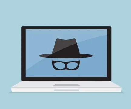 Thief logo on laptop screen vector illustration Stock Illustration