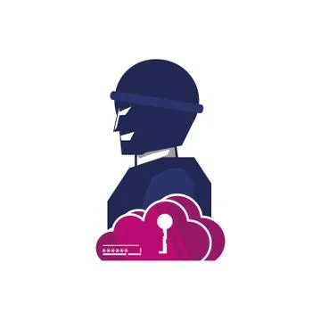 Thief man with cloud computing イラスト素材