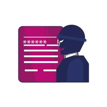 Thief man with document and password Stock Illustration