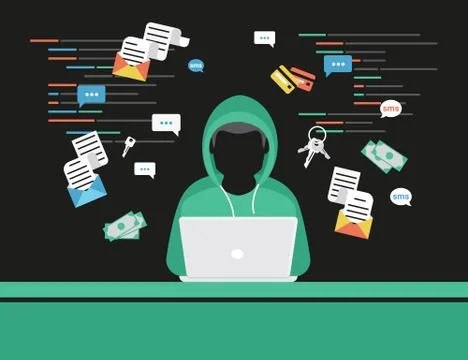 Thief or hacker is stealing log in password of social networks account Stock Illustration