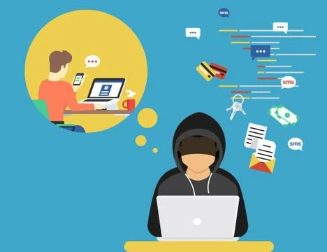 Thief or hacker is stealing log in password of social networks account Stock Illustration