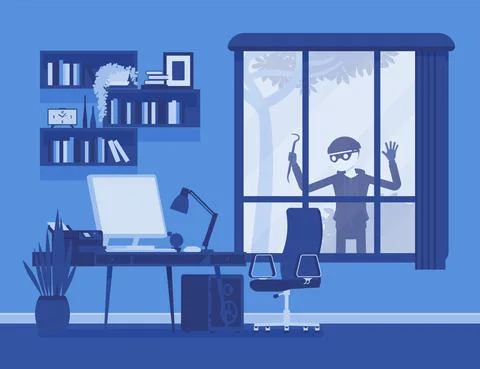 Thief planning the house robbery Ilustración de archivo