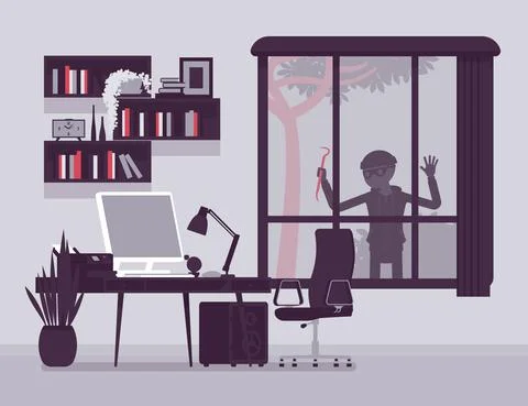 Thief planning the house robbery Ilustración de archivo