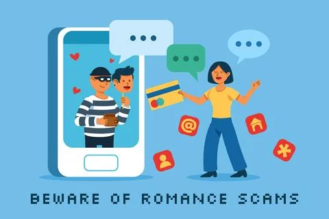 Thief Of Romantic Scam On Internet Stock Illustration