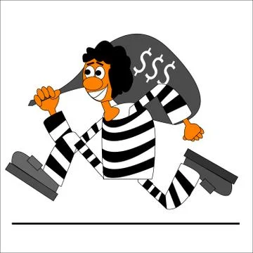 Thief run bring money Stock Illustration