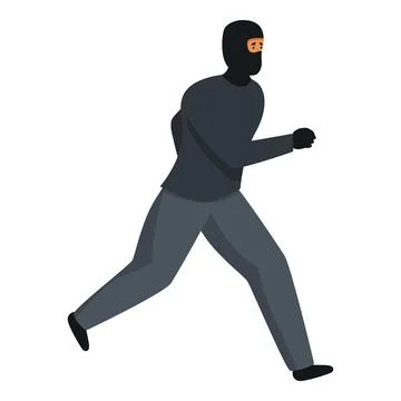 Thief running with balaclava escaping after robbery Stock Illustration