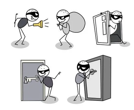 Thief set vector Illustrazione stock