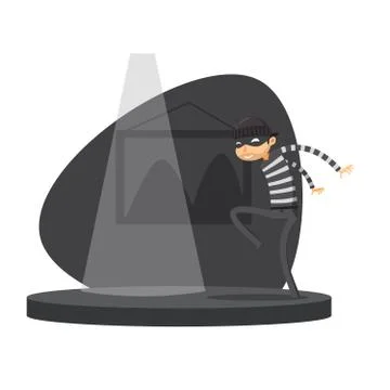 A thief is sneak walking. Isolated Vector Illustration Stock Illustration