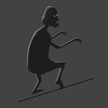 Thief sneaking in the dark. A man commits a crime. Dark personality and black Stock Illustration