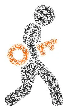 Thief Steal Key Recursive Icon Collage of Self Icons Stock Illustration