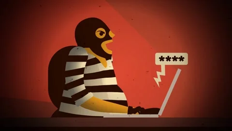 Thief stealing credit card information through a computer Stock Footage 342367530