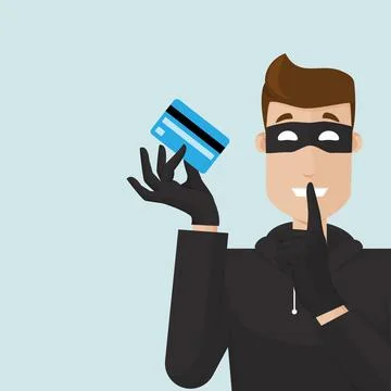 The thief steals credit data from the visa. Stock Illustration