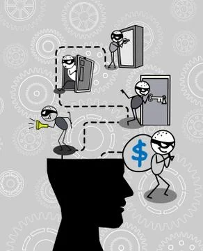 Thief thinking head Stock Illustration