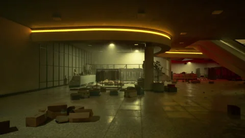 Thieves cause extensive damage inside a retail store during a nighttime raid Stock Footage 288768894