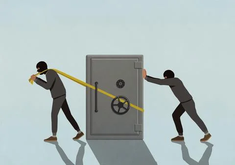 Thieves stealing vault Ilustración de archivo