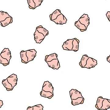 Thigh bone-in chicken vector seamless pattern Stock Illustration