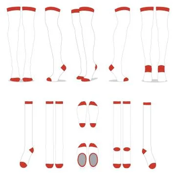 Thigh High Socks - Vector Template Mockup Stock Illustration