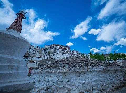 The Thiksey Monastery the large monastery on the top of mountain Stock Photos