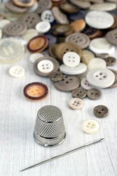 Thimble and sewing items Stock Photos