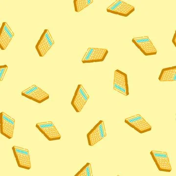 Thimble embroidery hobby isometric icon seamless pattern Stock Illustration