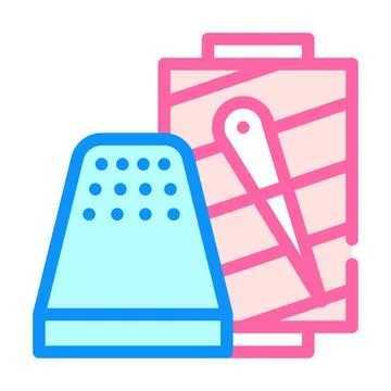 Thimble with thread color icon vector illustration イラスト素材
