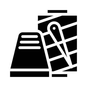 Thimble with thread glyph icon vector illustration 스톡 일러스트