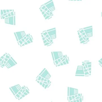 Thimble with thread glyph vector seamless pattern Stock Illustration