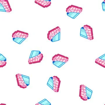 Thimble with thread isometric icon seamless pattern Stock Illustration