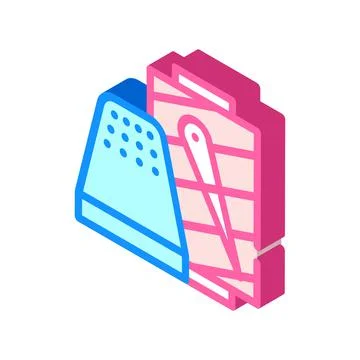Thimble with thread isometric icon vector illustration Stock Illustration