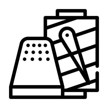 Thimble with thread line icon vector illustration イラスト素材