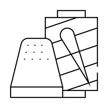 Thimble with thread line icon vector illustration Stock Illustration