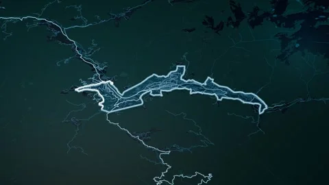 Thimphu Bhutan Glowing Digital Map Animation 4K Vidéo 338052485