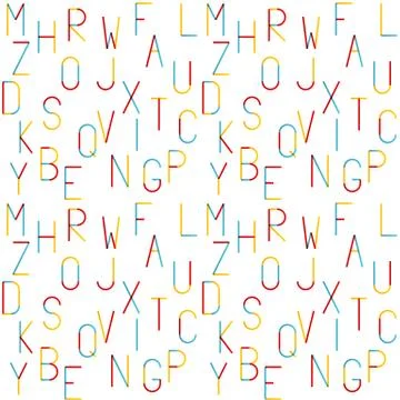 Thin and tall multicolored letters seamless pattern Stock Illustration