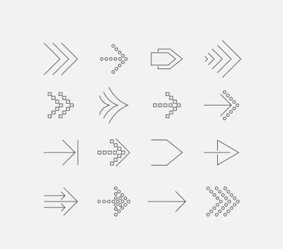 Thin arrow icon set Stock Illustration