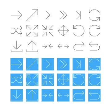 Thin arrow icon set. vector Stock Illustration